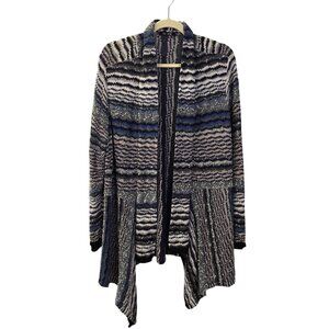 NIC+ZOE Linen Blend Mixed Striped Open Cardigan Sweater Size 1X